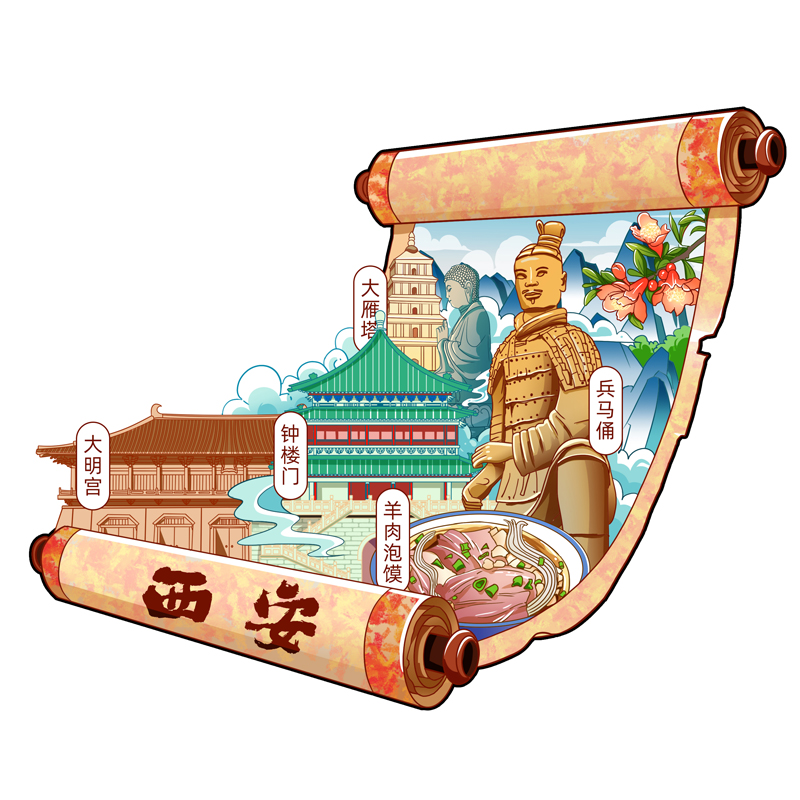 木质冰箱贴-卷轴